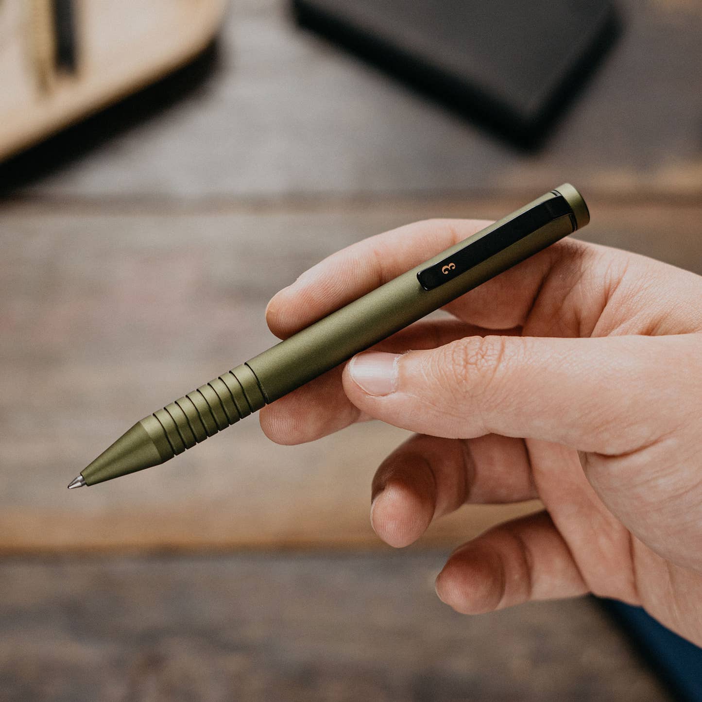 The Super Matte Grafton Mini Twist — Compact Twist-Action EDC Pen | OD Green