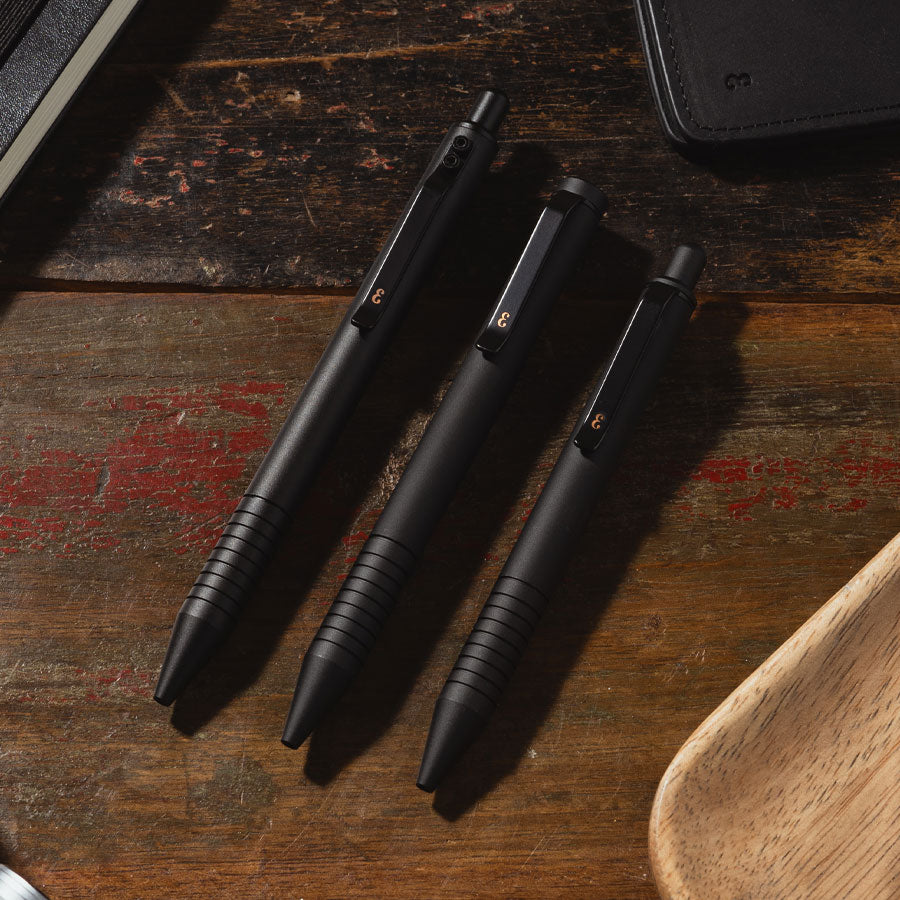 Black metal pens