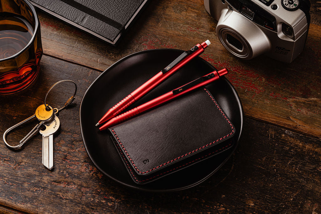Save more with our bundles - New limited edition Crimson Grafon with our premium black Holden wallets and crimson stitching.