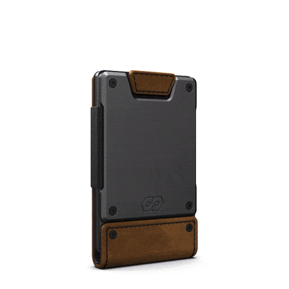 PROOF Wallet | The Leatherneck | Classic Brown Top Grain Leather & Navy Blue Gunmetal