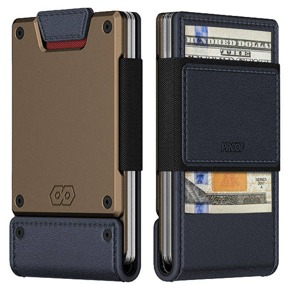 PROOF Wallet | The Admiral | Midnight Blue Full Grain Leather & Antique Bronze Gunmetal