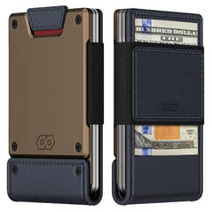 NEW PROOF Wallet | The Admiral | Midnight Blue Full Grain Leather & Antique Bronze Gunmetal