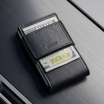 PROOF Wallet | The Admiral | Midnight Blue Full Grain Leather & Antique Bronze Gunmetal