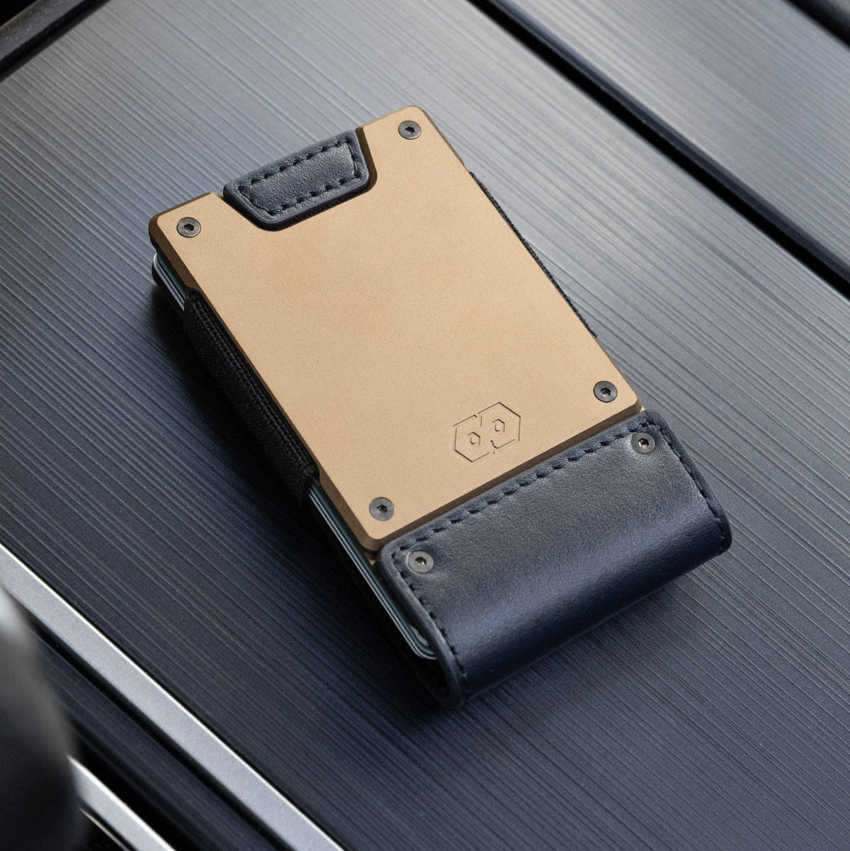 PROOF Wallet | The Admiral | Midnight Blue Full Grain Leather & Antique Bronze Gunmetal