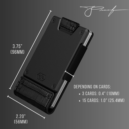 PROOF Wallet | The Everglade | Black Full Grain Crocodile Leather & Dark Gunmetal