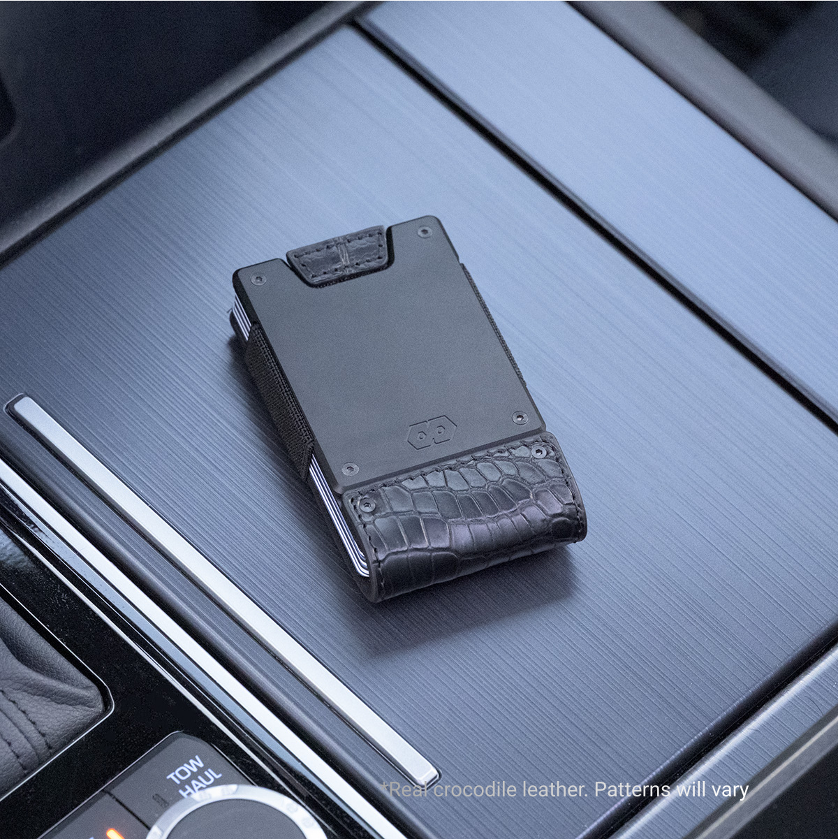 PROOF Wallet | The Everglade | Black Full Grain Crocodile Leather & Dark Gunmetal