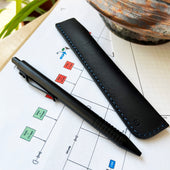 Grafton Pen Sleeve | Black with Indigo Stitching