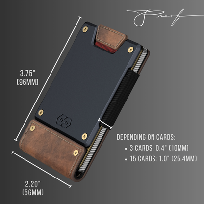 PROOF Wallet | The Leatherneck | Classic Brown Top Grain Leather & Navy Blue Gunmetal