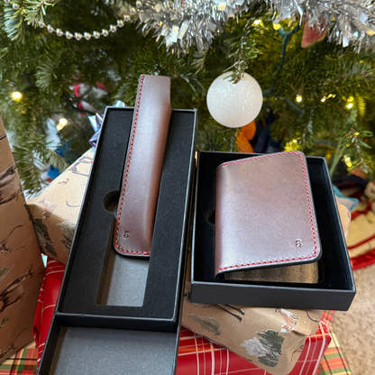 New Premium Leather Grafton Sleeves | New Oxblood with Crimson Stitching