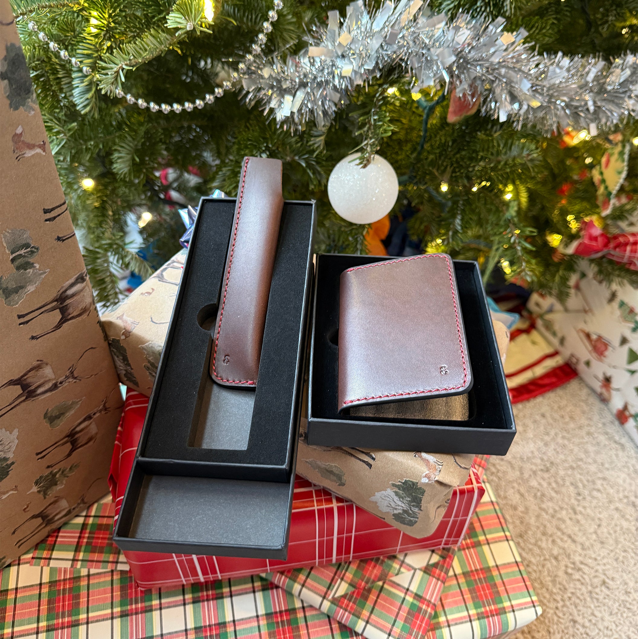 Oxblood Holden Wallet with Crimson stitching