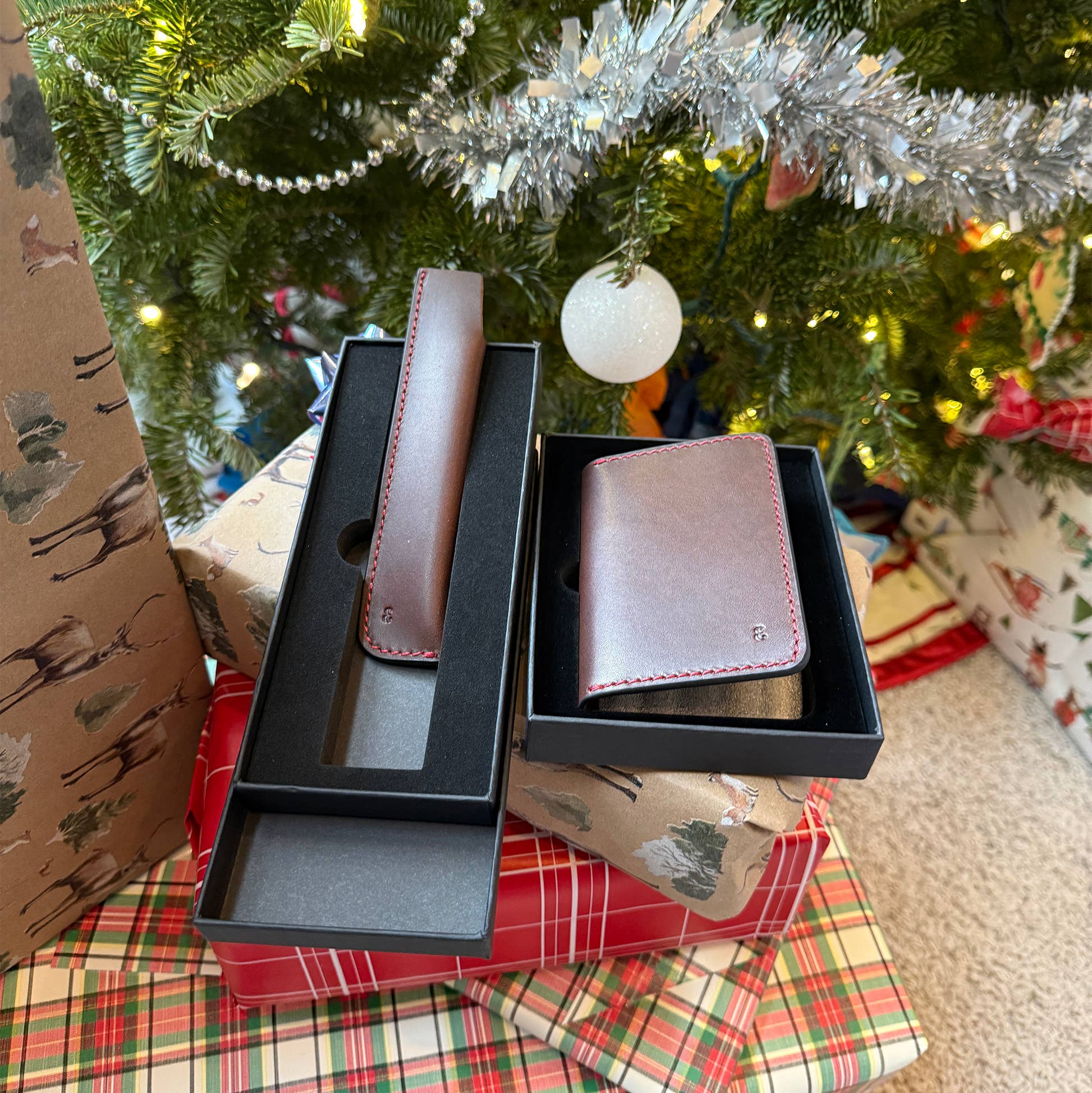 Oxblood Holden Wallet with Crimson stitching