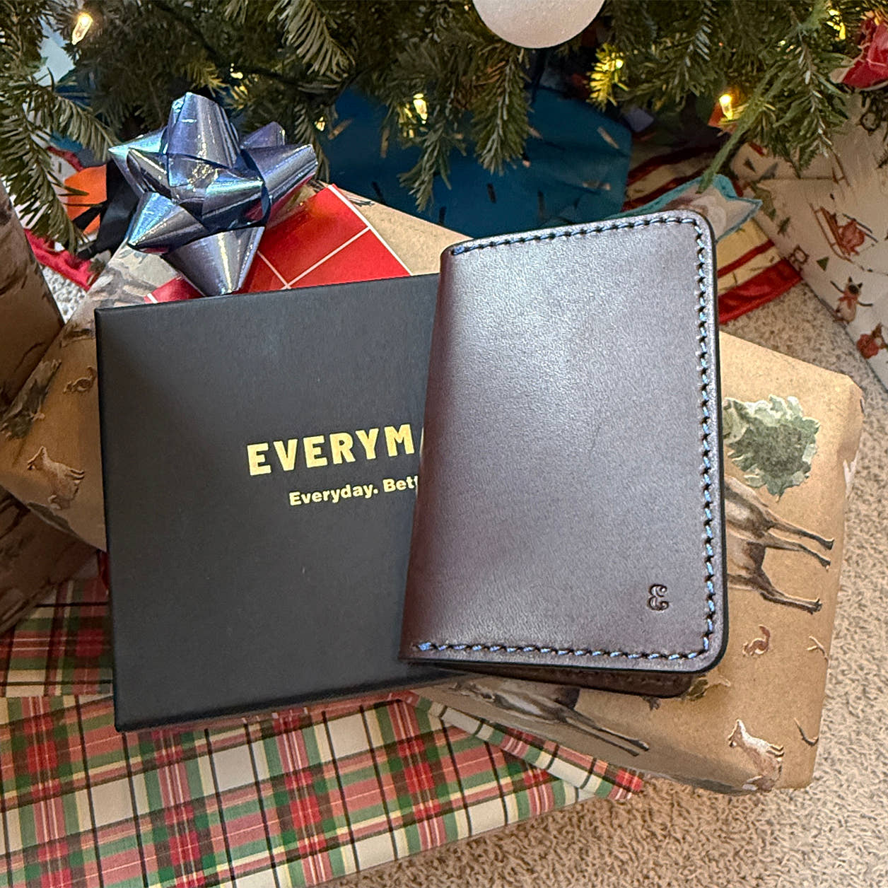 New Oxblood Wallet with Indigo Stitching