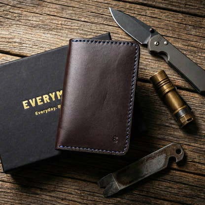 New Oxblood Wallet with Indigo Stitching