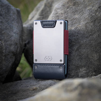 PROOF Wallet | The Patriot | Midnight Blue Full Grain Leather & Satin Gunmetal