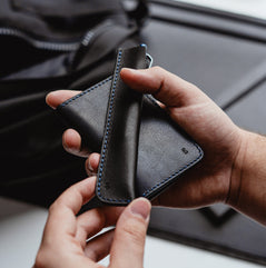 Grafton Pen Sleeve | Black with Indigo Stitching
